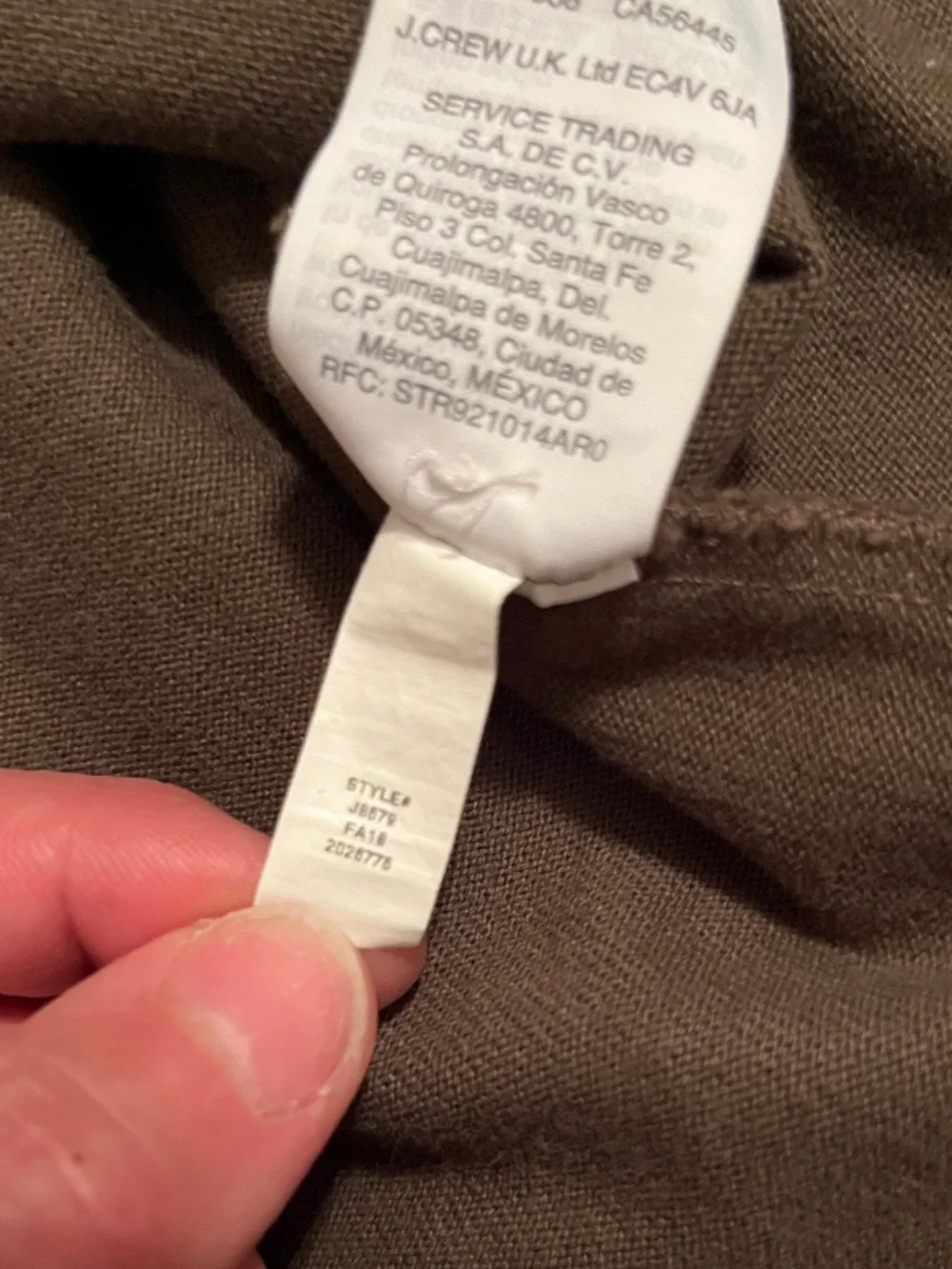 J. Crew Brown and Gray Long-Sleeve Rugby Shirt with White Collar